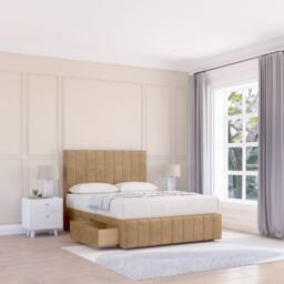 "Sloomy California Divan Bed Base Slate Naples No Drawers 12"" Footboard & 54"" Floor Standing Headboard in Light Brown - Size: Small Double"