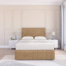 "Sloomy California Divan Bed Base Slate Naples No Drawers 12"" Footboard & 54"" Floor Standing Headboard in Light Brown - Size: Small Double" - thumbnail 2