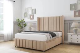 "Sloomy Melbourne Plush Divan Base 2 Drawers -54"" Wingback 12"" Footboard in Stone - Size: King" - thumbnail 3