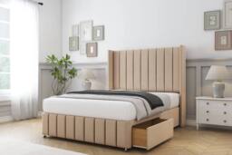 "Sloomy Melbourne Plush Divan Base 2 Drawers -54"" Wingback 12"" Footboard in Stone - Size: King" - thumbnail 4