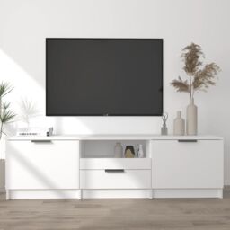 Berkfield Home TV Cabinet White 140x35x40 cm Engineered Wood - Size: 140 x 35 x 40 cm - thumbnail 1