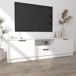 Berkfield Home TV Cabinet White 140x35x40 cm Engineered Wood - Size: 140 x 35 x 40 cm - thumbnail 3