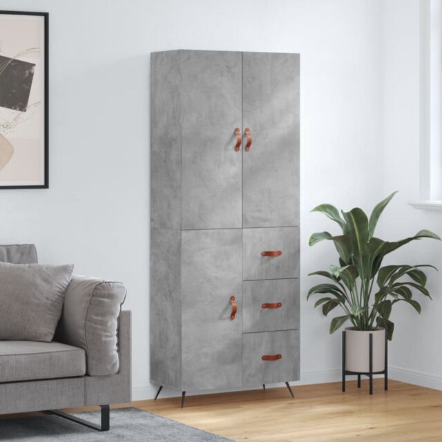 Berkfield Home Highboard Concrete Grey 69.5x34x180 cm Engineered Wood - image 1