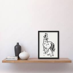 Artery8 Horse Black & White Ink Sketch Leo Gestel Framed Wall Art Print - Size: A4 - thumbnail 2