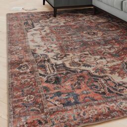 Kukoon Terracotta Distressed Washable & Liquid Repellent Living Room Area Rug - Size: 60 cm x 240 cm - thumbnail 6
