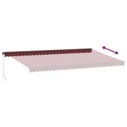 Berkfield Home Manual Retractable Awning with LEDs Burgundy 600x350 cm in Black - thumbnail 6