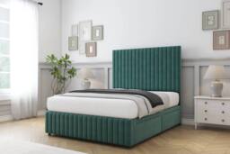"Sloomy Madison Plush Divan Base 2 Drawers -54"" Headboard & 12"" Footboard in Emerald - Size: Super King" - thumbnail 3