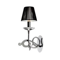 Netlighting Acanto Wall Lamp Switched 1 Light E14 Polished Chrome With Black Shade
