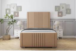 "Comfort Beds Royal Dumfries Bed Frame - 50"" Upholstered Headboard in Light Brown - Size: Single" - thumbnail 2