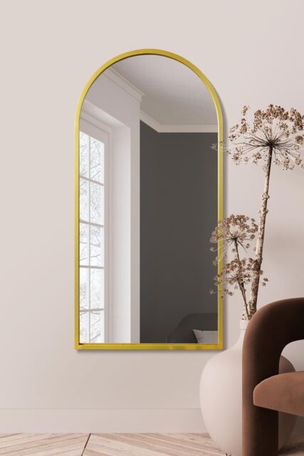 "MirrorOutlet Gold Framed Arched Leaner/Wall Mirror 55"" X 27.5"" (140CM X 70CM) - Size: 1 Pack" - image 1