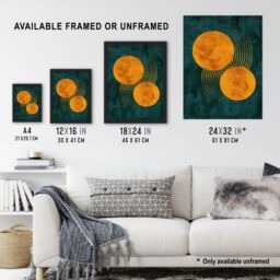 "Artery8 Wall Art Print Abstract Yellow Copper Circles Lines Painting Poster in Navy - Size: W12"" x H16""" - thumbnail 3