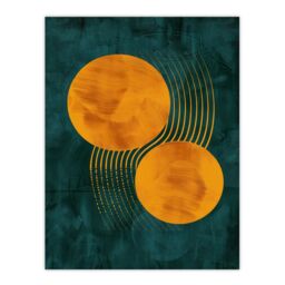 "Artery8 Wall Art Print Abstract Yellow Copper Circles Lines Painting Poster in Navy - Size: W12"" x H16""" - thumbnail 1