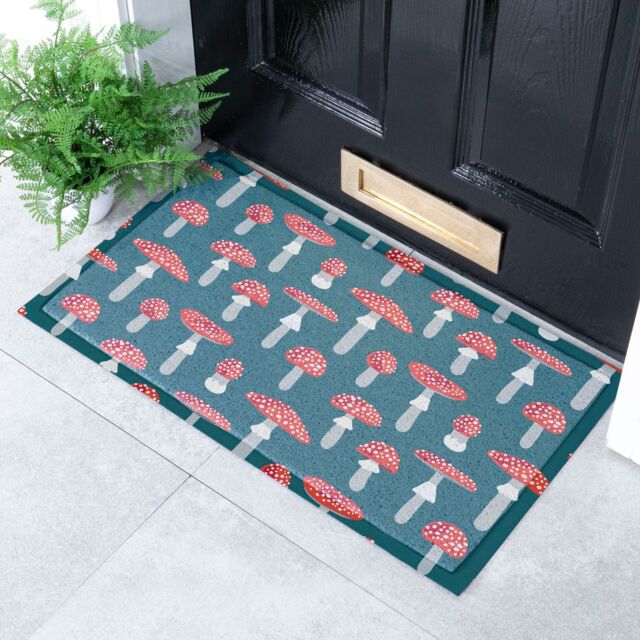 Artsy Mats Agaric Mushroom Pattern Doormat (70 x 40cm) in White - Size: 40 cm x 70 cm - image 1