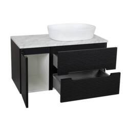 Bathroom Kingdom Monza Black & Grey Fluted Wall Hung Vanity Basin 900mm - thumbnail 2