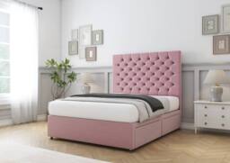 "Sloomy Mayfair Plush Divan Bed Base No Drawers - 54"" Headboard in Pink - Size: Small Double" - thumbnail 3