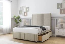 "Sloomy Harrington Plush Divan Set 2 Drawers-26"" Headboard-Footboard in Cream - Size: Small Double" - thumbnail 1