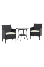 Living and Home 3-Piece PE Rattan Garden Furniture Bistro Set in Black - thumbnail 4