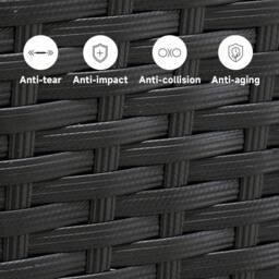 Living and Home 3-Piece PE Rattan Garden Furniture Bistro Set in Black - thumbnail 7