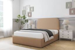 "Comfort Beds Diana Dumfries Bed Frame - 45"" Upholstered Headboard in Light Brown - Size: Single" - thumbnail 1