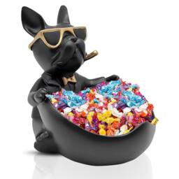 Huhote Black Resin French Bulldog Statue Table Decor for Office Desk Home