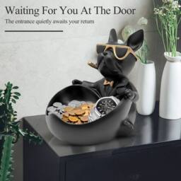 Huhote Black Resin French Bulldog Statue Table Decor for Office Desk Home - thumbnail 6