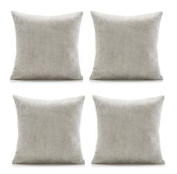 Luxury Living Set of 4 Silver Chenille Filled Cushions 45cm - Size: 45 cm x 45 cm - thumbnail 3