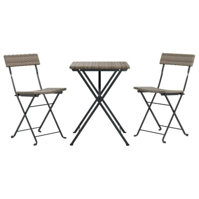Berkfield Home Beautiful 3 Piece Folding Bistro Set Grey Poly Rattan - image 1