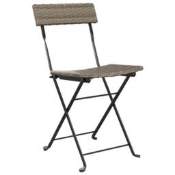 Berkfield Home Beautiful 3 Piece Folding Bistro Set Grey Poly Rattan - thumbnail 4