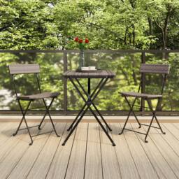 Berkfield Home Beautiful 3 Piece Folding Bistro Set Grey Poly Rattan - thumbnail 2