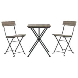 Berkfield Home Beautiful 3 Piece Folding Bistro Set Grey Poly Rattan - thumbnail 1