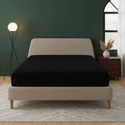 Snug City Flannelette Fitted Sheet Extra Deep 40cm Skirt Soft Brushed Cotton in Black - Size: Single - thumbnail 1