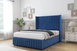 "Sloomy Marlborough Plush Divan Base No Drawers 54"" Headboard 12""Footboard in Blue - Size: Small Single" - thumbnail 3