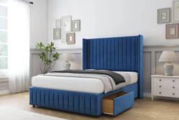 "Sloomy Marlborough Plush Divan Base No Drawers 54"" Headboard 12""Footboard in Blue - Size: Small Single" - thumbnail 4