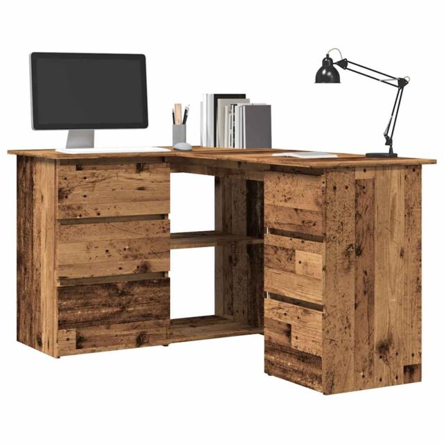 Berkfield Home Corner Desk Old Wood 145x100x76 cm Engineered Wood in Brown - Size: 145 x 100 x 76 cm - image 1