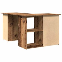 Berkfield Home Corner Desk Old Wood 145x100x76 cm Engineered Wood in Brown - Size: 145 x 100 x 76 cm - thumbnail 7
