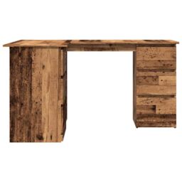 Berkfield Home Corner Desk Old Wood 145x100x76 cm Engineered Wood in Brown - Size: 145 x 100 x 76 cm - thumbnail 6