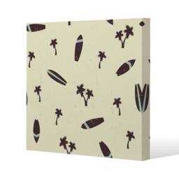 Benjamin Tate Design Surf Board & Palm Silhouettes (Canvas Print) / 77 x 77 x 4cm in Natural - Size: 77 x 77 x 4 cm - thumbnail 1