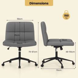 Kelvenix Criss Cross Chair PU Leather Upholstered Cross-legged Chair in Grey - Size: 0.6m2 - thumbnail 2