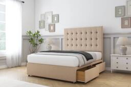 "Comfort Beds Savannah Plush Divan Set 2 Drawers-54"" Headboard in Stone - Size: Super King" - thumbnail 2