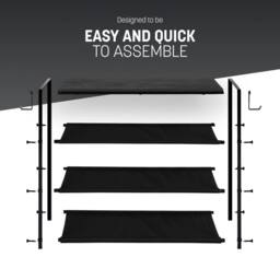 Keplin 4 Tier Shoe Rack with Shelf - Wood Design, Easy Assembly (75x30x71cm) in Black - Size: 75 x 30 x 71 cm - thumbnail 6