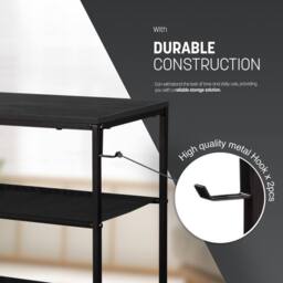 Keplin 4 Tier Shoe Rack with Shelf - Wood Design, Easy Assembly (75x30x71cm) in Black - Size: 75 x 30 x 71 cm - thumbnail 4