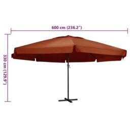 Berkfield Home Garden Parasol with Aluminium Pole 600 cm Terracotta in Brown - thumbnail 6
