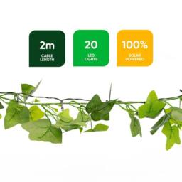Gardenwize 2m Outdoor Solar Ivy Garland String Lights in Green - thumbnail 2