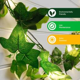 Gardenwize 2m Outdoor Solar Ivy Garland String Lights in Green - thumbnail 3