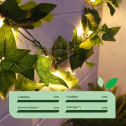 Gardenwize 2m Outdoor Solar Ivy Garland String Lights in Green - thumbnail 5