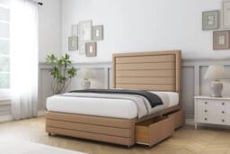 "Comfort Beds Anna Dumfries Divan Base 2 Drawers - 26"" Headboard-Footboard in Light Brown - Size: Super King" - thumbnail 1