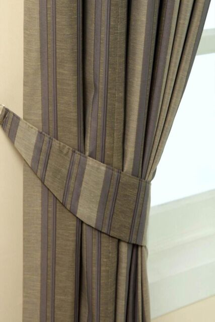 Homescapes Modern Stripe Jacquard Curtain Tie Back Pair in Grey - image 1