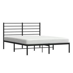 Berkfield Home Metal Bed Frame with Headboard Black 135x190 cm Double - thumbnail 5