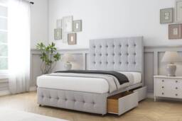 "Sloomy Berlin Naples Divan Base 2 Drawers - 54"" Headboard & 12"" Footboard in Silver - Size: Double" - thumbnail 4