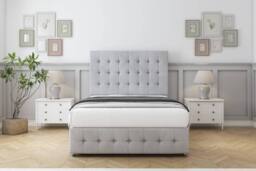 "Sloomy Berlin Naples Divan Base 2 Drawers - 54"" Headboard & 12"" Footboard in Silver - Size: Double" - thumbnail 2